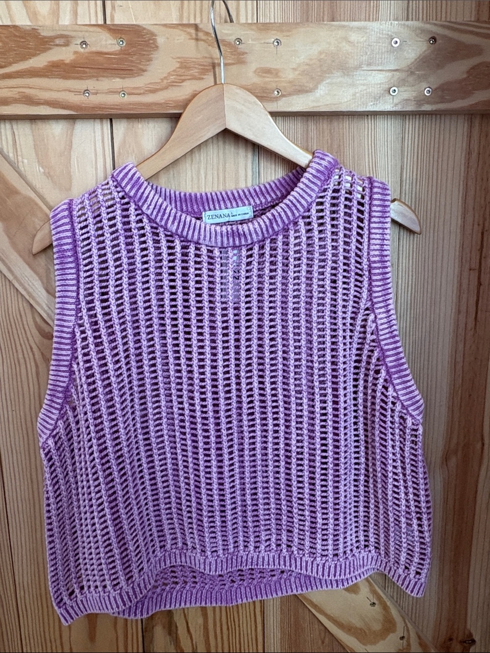 Zenana Outfitters Lilac Open-Knit Sleeveless Tank